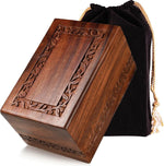 Load image into Gallery viewer, Border Engraved Rosewood Cremation Urn For Human Ashes
