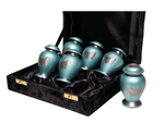 Load image into Gallery viewer, Blue Butterfly Cremation Urns for Ashes | Set of 6 Mini Keepsake Urns in Velvet Box
