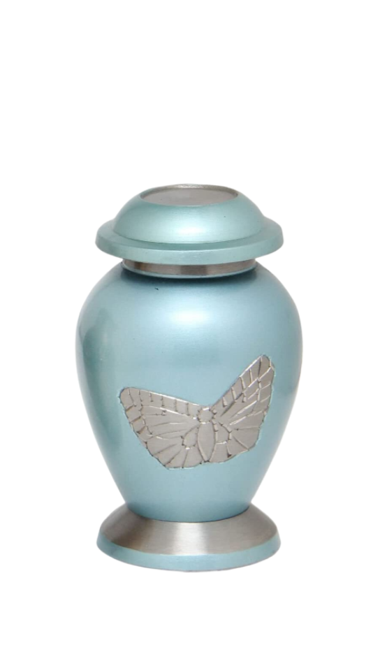Blue Butterfly Cremation Urn for Ashes Mini Keepsake Urn with Butterfly Design