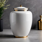 Load image into Gallery viewer, Premium White Porcelain Urn with Gold Accents Cremation Urn
