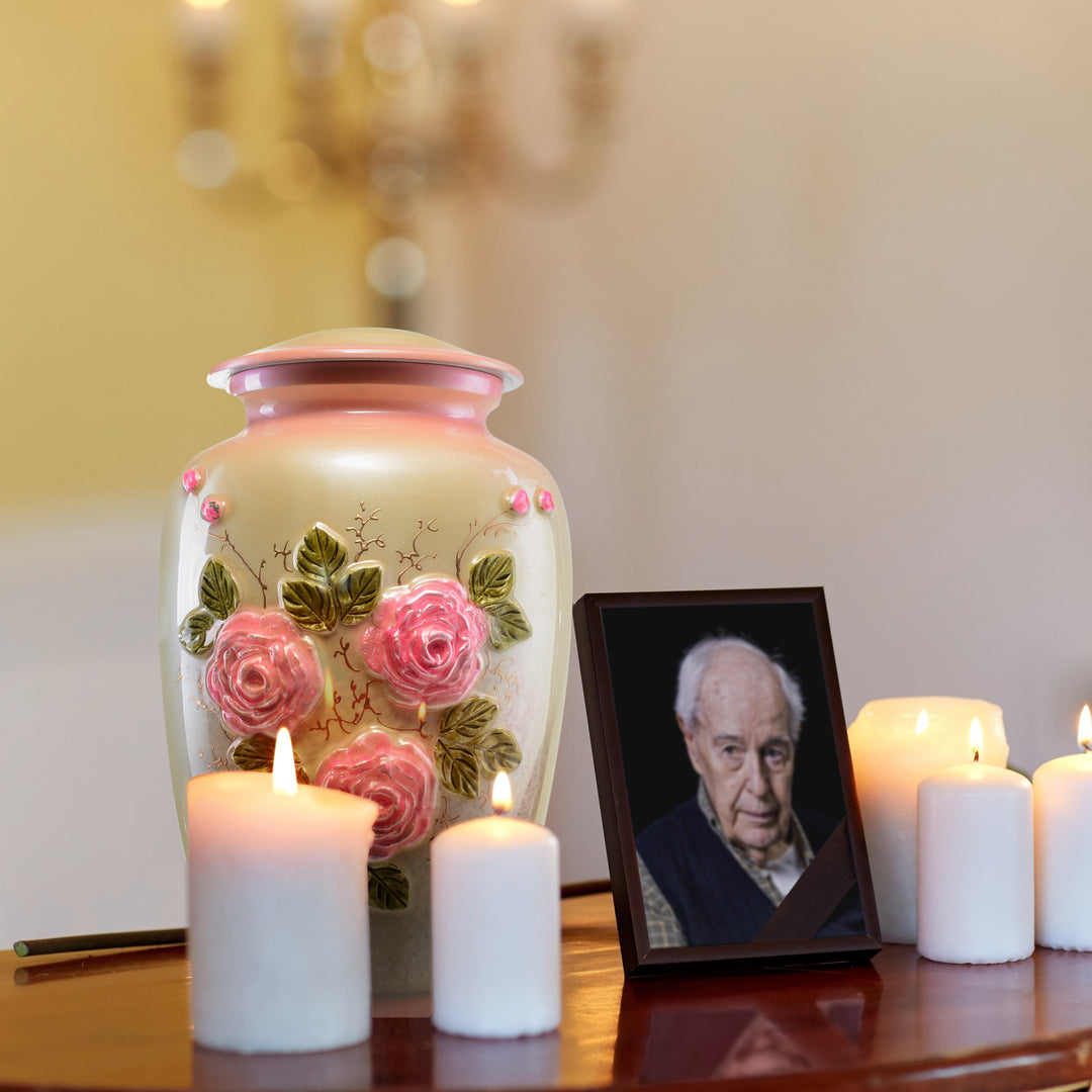 Elegant Pink Rose Cremation Urn: A Timeless Tribute Decorative Cremation Urn