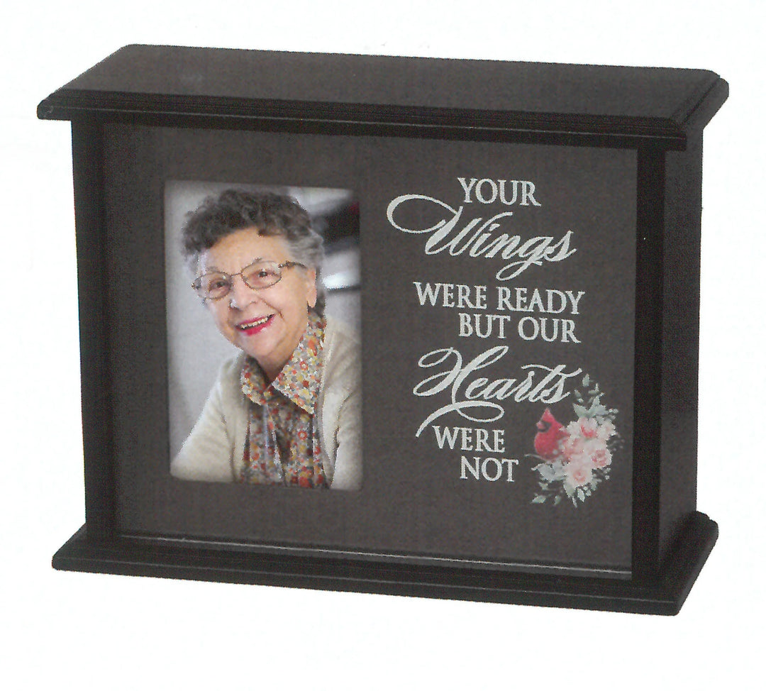 Solid Maple 'Wings Ready' Photo Remembrance Urns, (Case of 6) - Deepest Sympathy