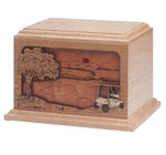Load image into Gallery viewer, Case of 6 3D Laser Engraved Golf Cremation Urns - Solid Oak - 200 Cubic Inches - Wholesale

