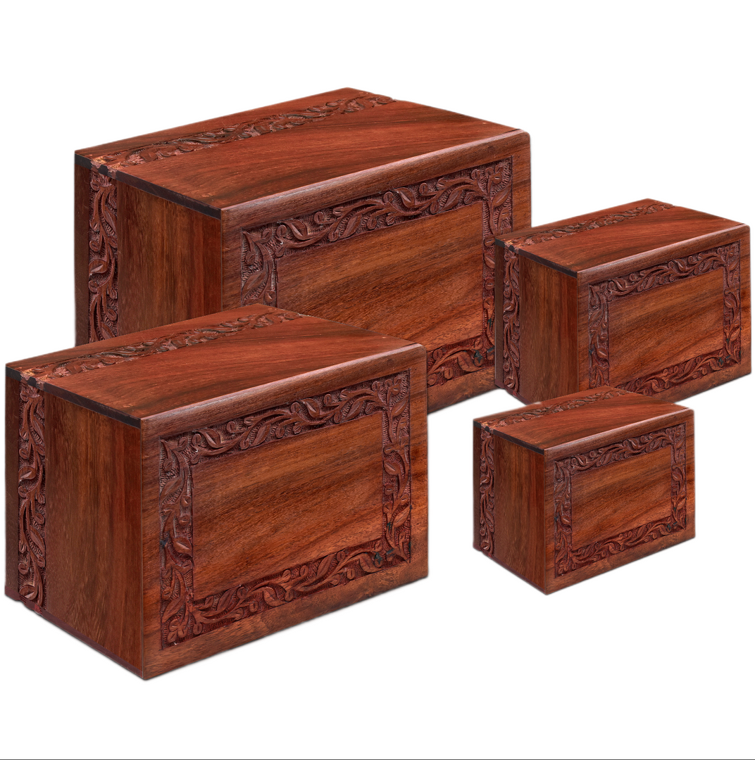 Border Engraved RoseWood Urn (Large size) Case of 6 Wholesale Urn