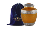 Load image into Gallery viewer, Luxurious Golden Cremation Urn with Silver Accents
