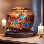 Load image into Gallery viewer, High-Capacity Wooden Pet Cremation Urns for Dogs &amp; Cats  - Memorial Urns for Ashes - Paw Prints &amp; Lichtenberg Art  (Extra Large (7&quot; L x 7&quot; W x 9&quot;))
